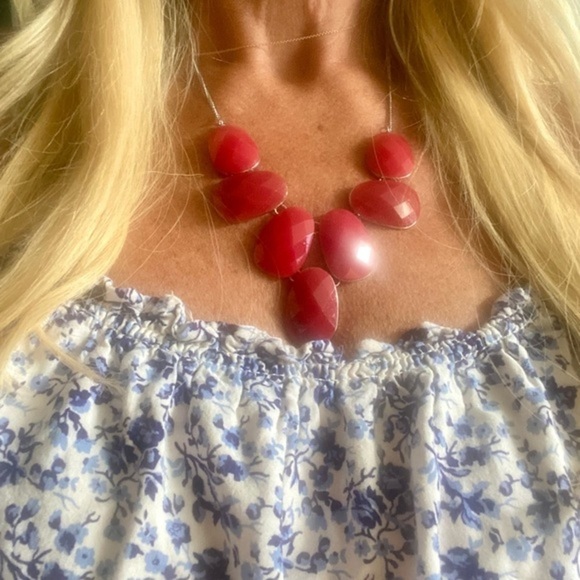 Statement Red Necklace - Picture 1 of 7